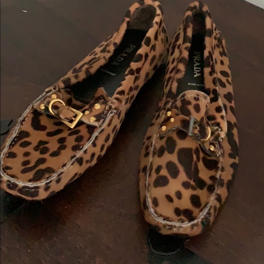 🧡🖤 Prada Moccasin Pony Hair Flats 🧡🖤 - Picture 2 of 13